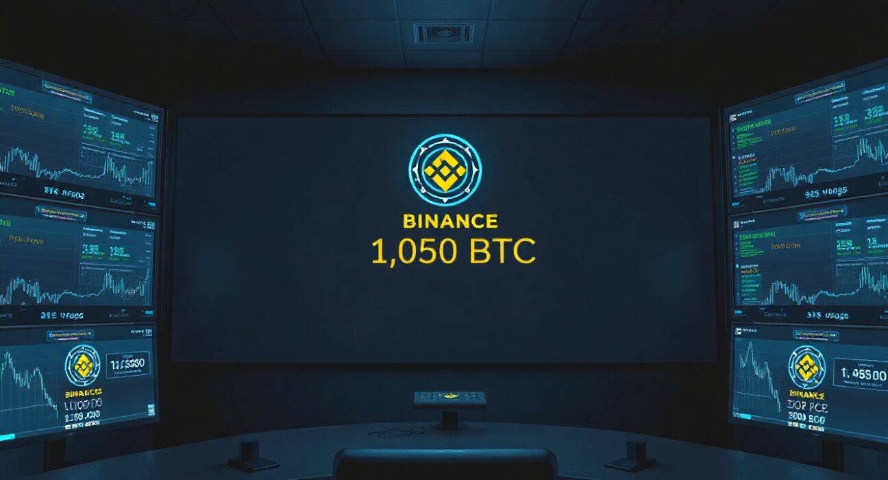 Binance Bitcoin transfer to institutional custody address on a digital interface