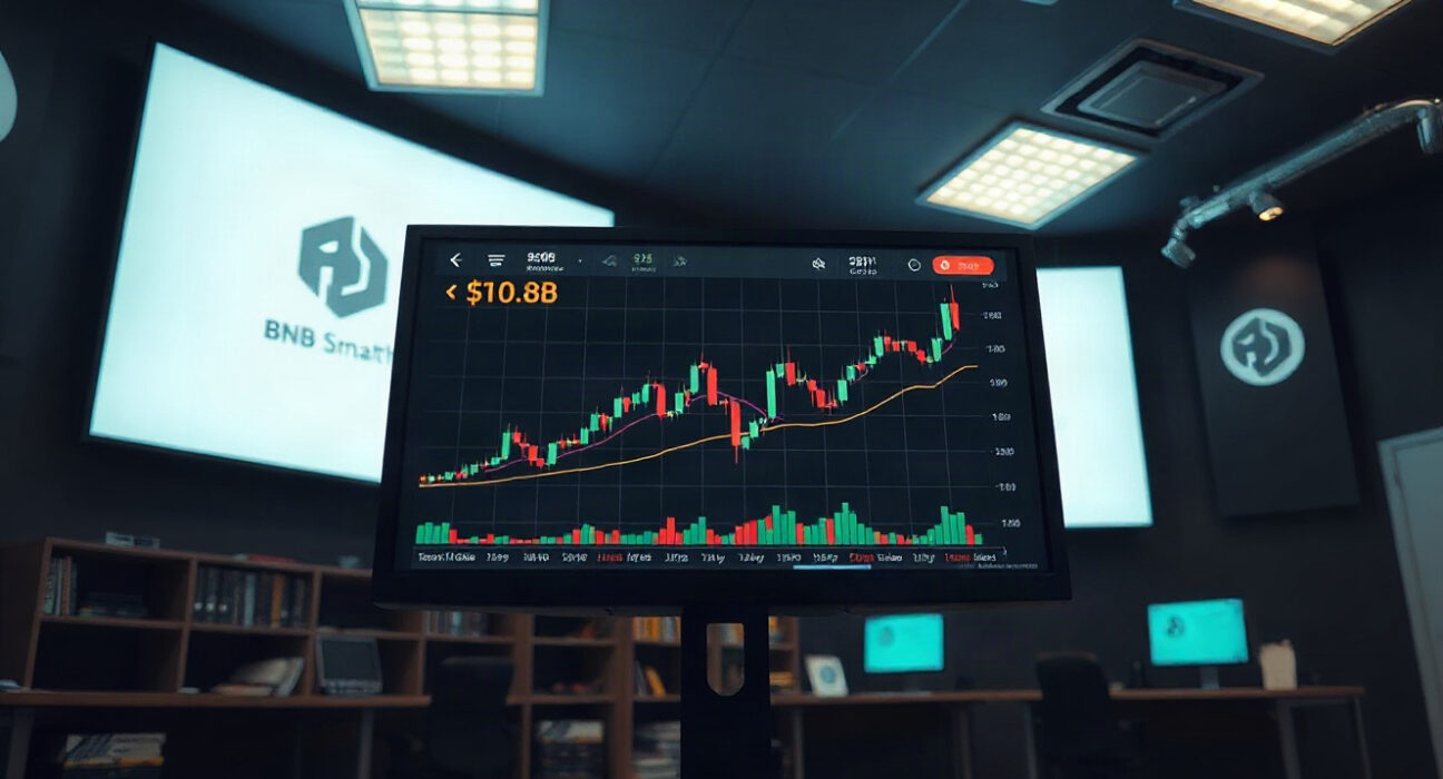 Binance exchange interface showing BB token chart with BNB Smart Chain logo