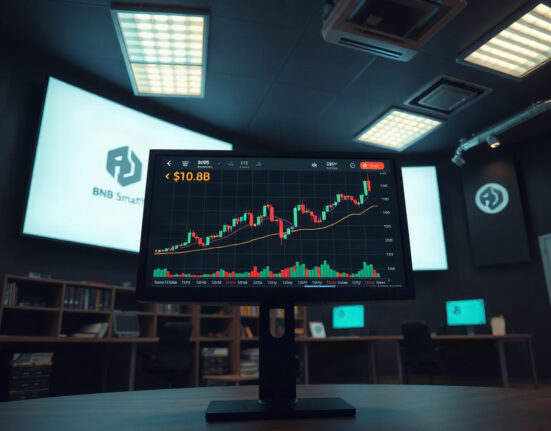Binance exchange interface showing BB token chart with BNB Smart Chain logo