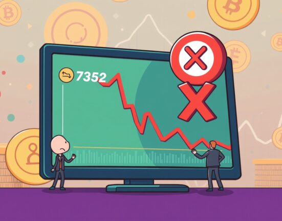 Cartoon showing a trader reacting to the Binance BSW perpetual futures delisting announcement, emphasizing market changes.