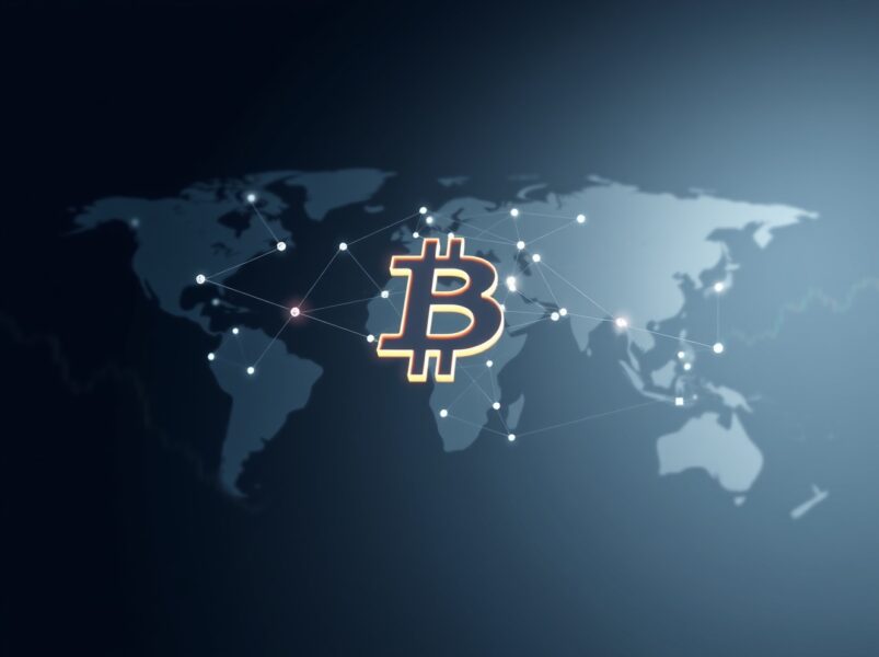 Global Bitcoin trading network visualization representing Binance's market dominance and cryptocurrency exchange activity