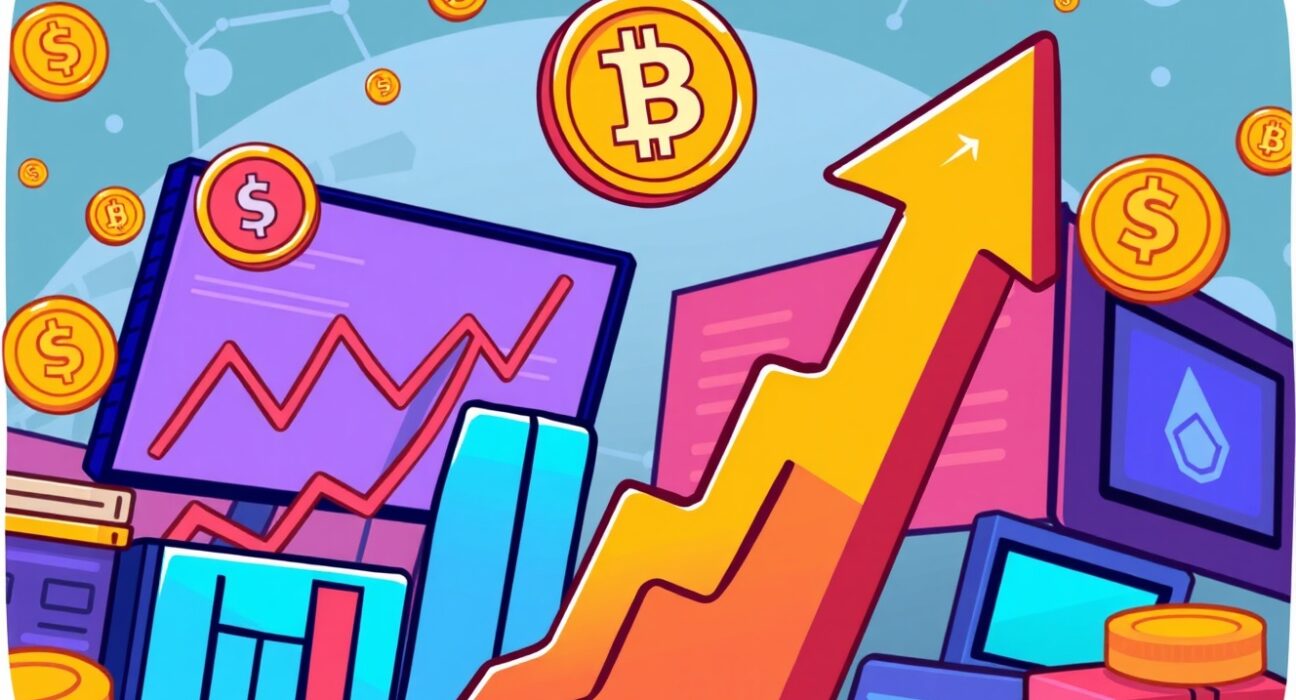 Cartoon illustration showing the dynamic opportunities of CC perpetual futures trading on a crypto exchange.