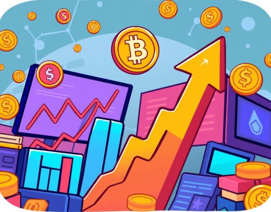 Cartoon illustration showing the dynamic opportunities of CC perpetual futures trading on a crypto exchange.