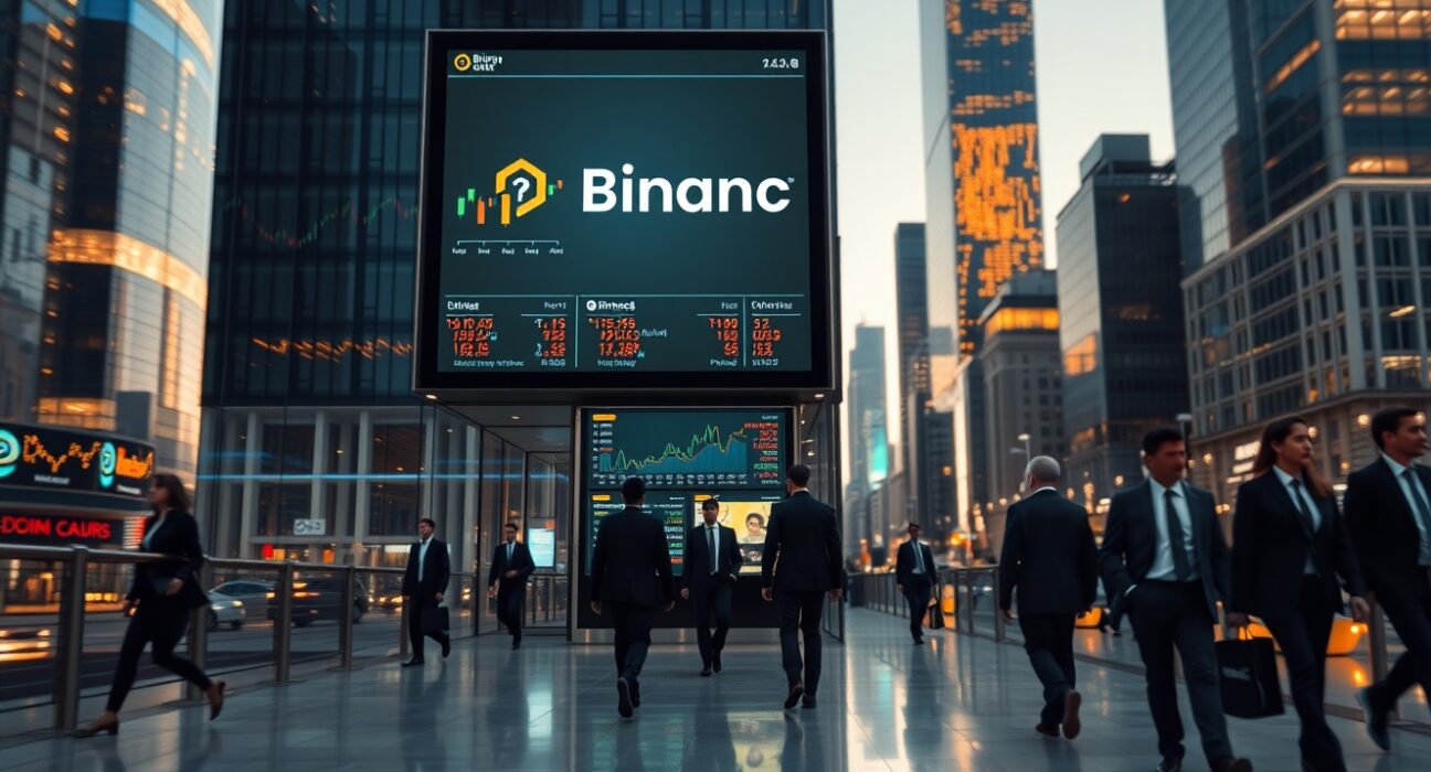 Binance CEO Richard Teng discusses crypto convergence with traditional finance in a modern financial district setting