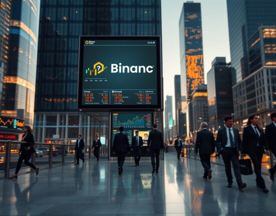 Binance CEO Richard Teng discusses crypto convergence with traditional finance in a modern financial district setting