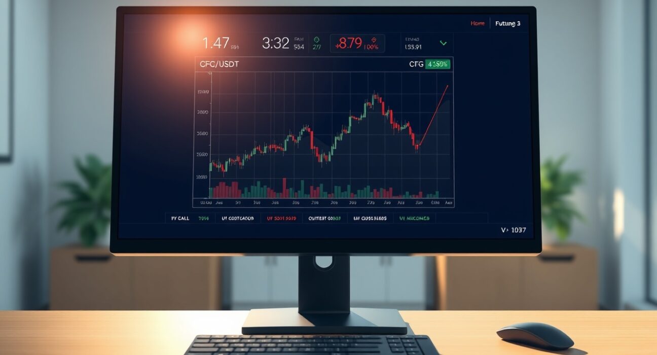 Professional trading interface displaying Binance CFG perpetual futures market data and leverage options