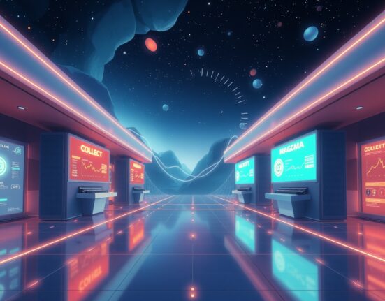 Binance perpetual futures listing for COLLECT and MAGMA tokens with 20x leverage trading interface visualization