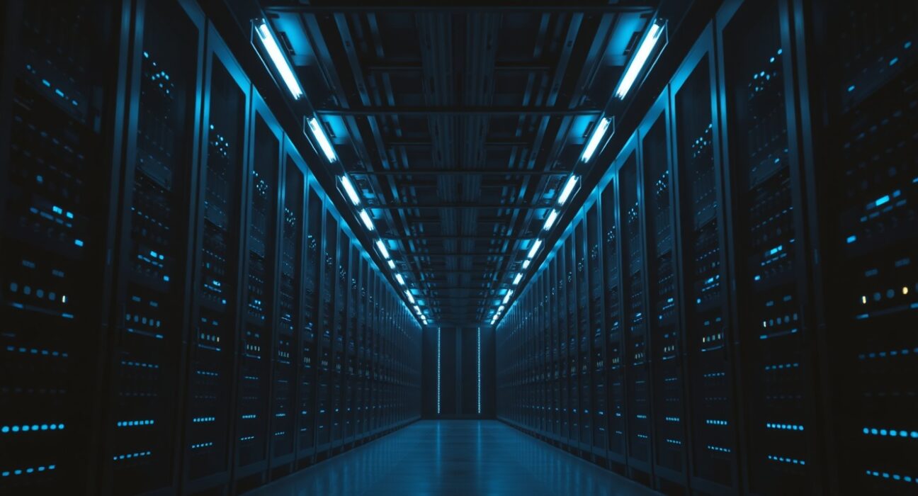 Binance exchange delisting announcement concept with server room background