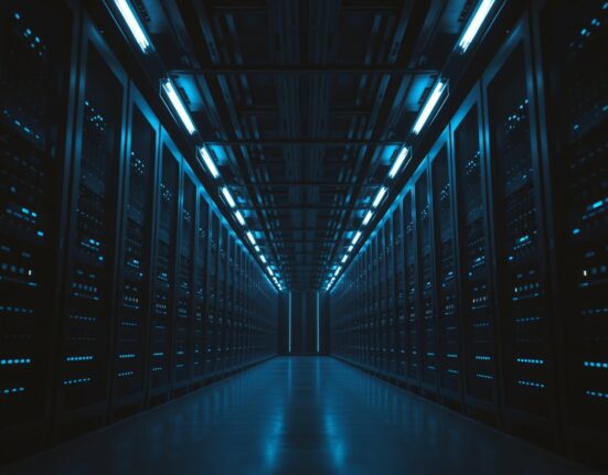 Binance exchange delisting announcement concept with server room background