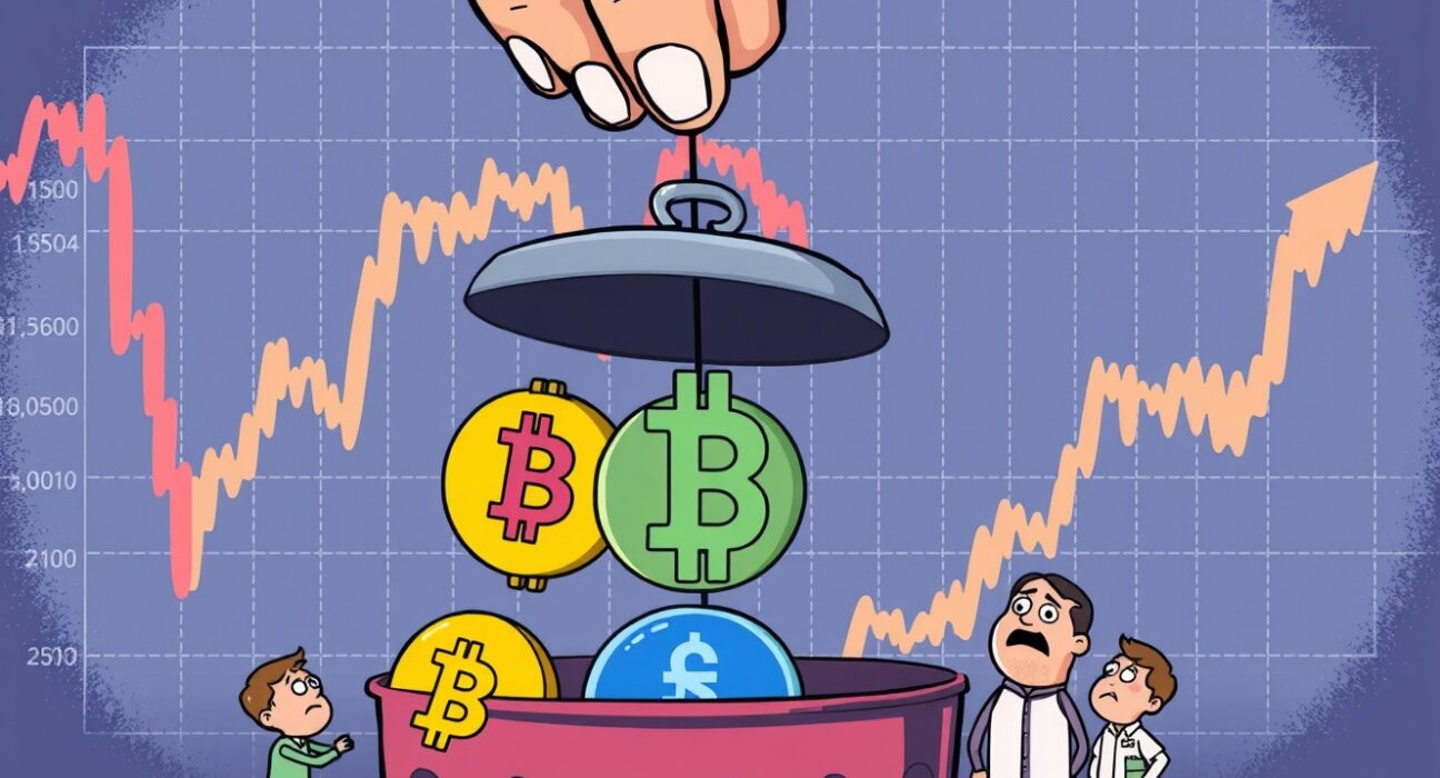 An illustration depicting the critical impact of a Binance delisting on various crypto assets, highlighting investor reactions and market changes.
