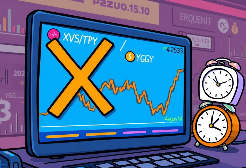 A cartoon illustration depicting the Binance delisting of XVS/TRY and YGG/TRY trading pairs from a crypto exchange platform, indicating a significant market change.