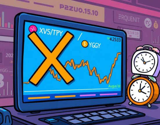 A cartoon illustration depicting the Binance delisting of XVS/TRY and YGG/TRY trading pairs from a crypto exchange platform, indicating a significant market change.