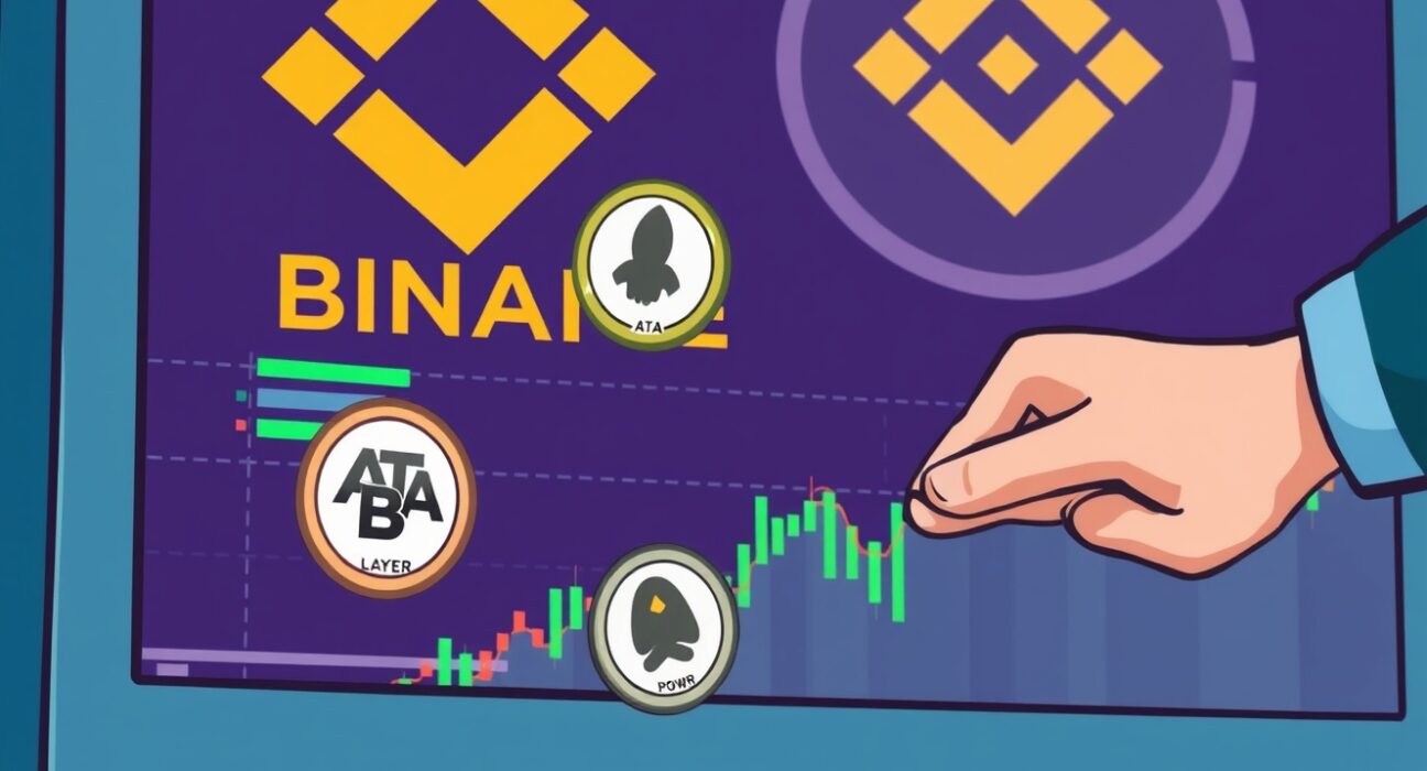 A digital screen showing Binance delisting crypto trading pairs, symbolizing changes in the spot market.
