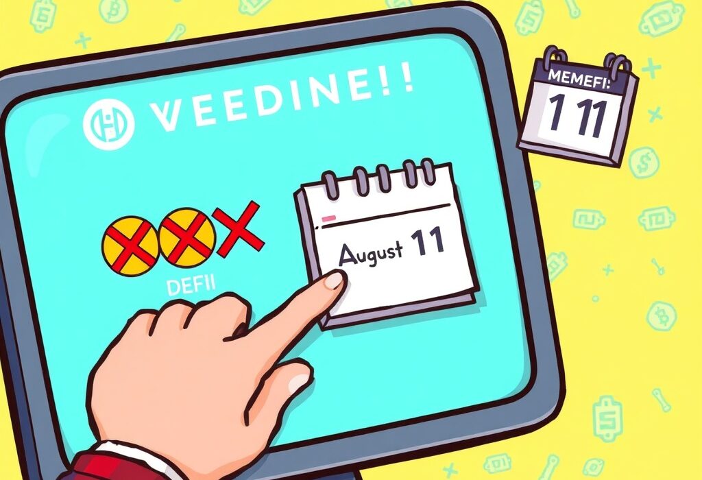 A cartoon illustration showing a digital chart with downward arrows and coins being removed, symbolizing Binance Delists Futures for specific tokens.