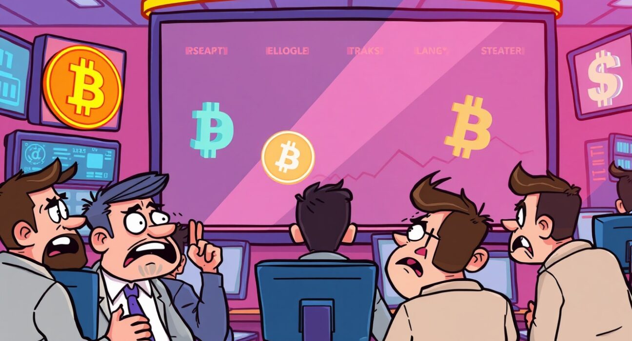 Cartoon illustration of Binance delisting perpetual futures contracts from its trading platform.