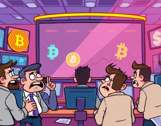 Cartoon illustration of Binance delisting perpetual futures contracts from its trading platform.