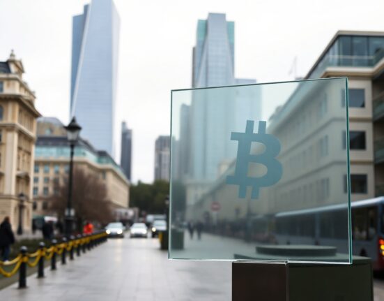 Binance plans to apply for a UK crypto license from the FCA, with London financial district in the background