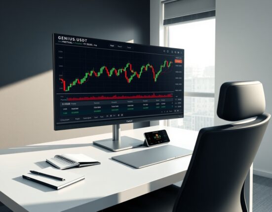 Professional cryptocurrency trading interface displaying GENIUS perpetual futures chart on Binance exchange.