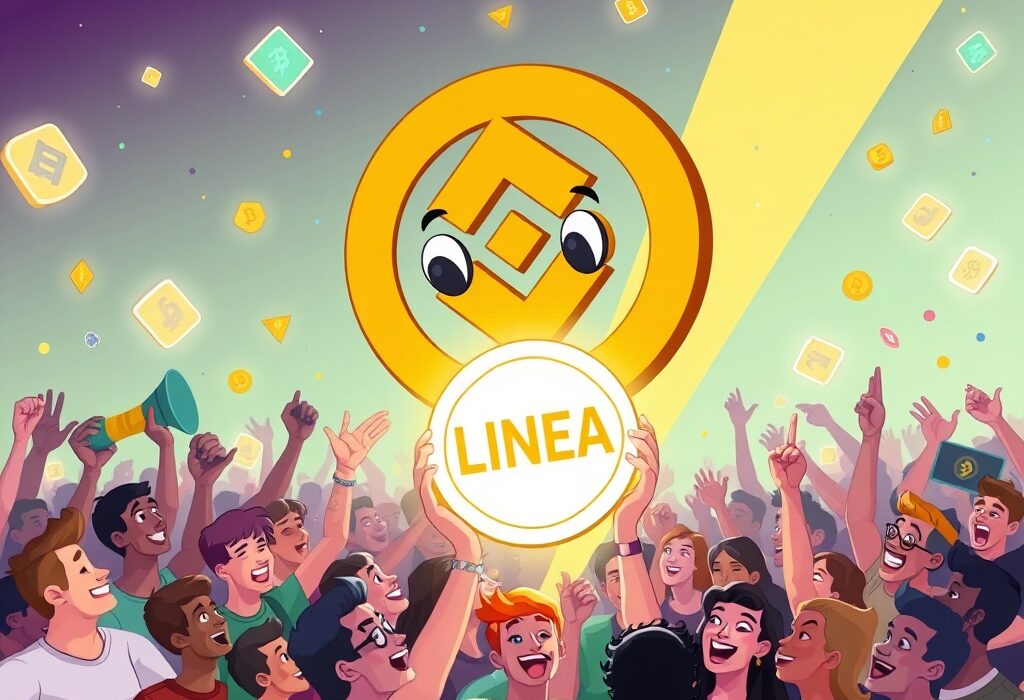 Cartoon showing the excitement for a new Binance Hodler Airdrop project, representing community and digital asset growth.