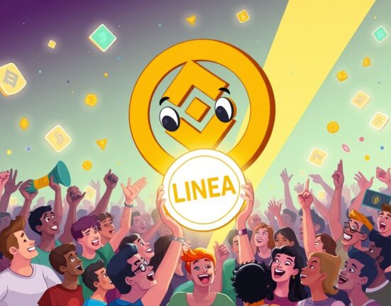 Cartoon showing the excitement for a new Binance Hodler Airdrop project, representing community and digital asset growth.