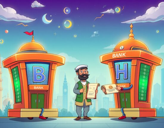 Cartoon of Binance and HTX receiving official exchange licenses in Pakistan, symbolizing regulatory approval.