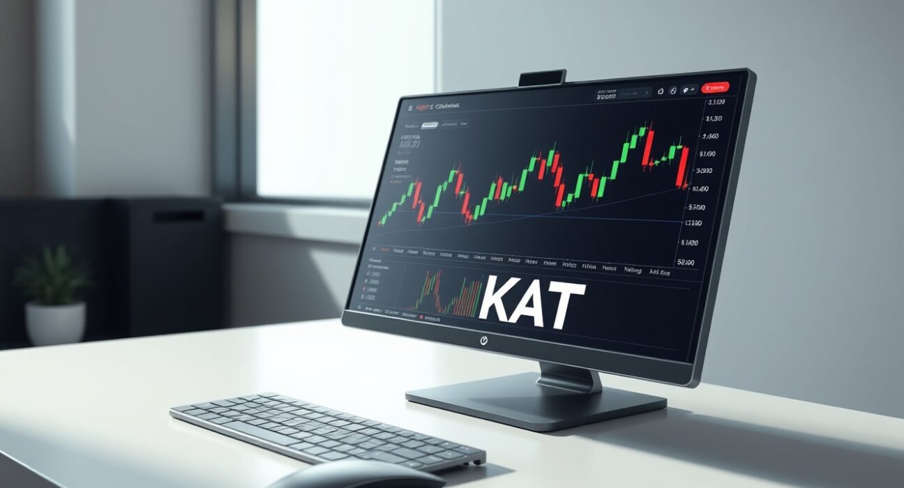 Trading terminal displaying Binance KAT perpetual futures market data and charts