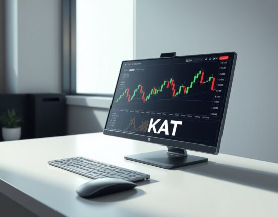 Trading terminal displaying Binance KAT perpetual futures market data and charts