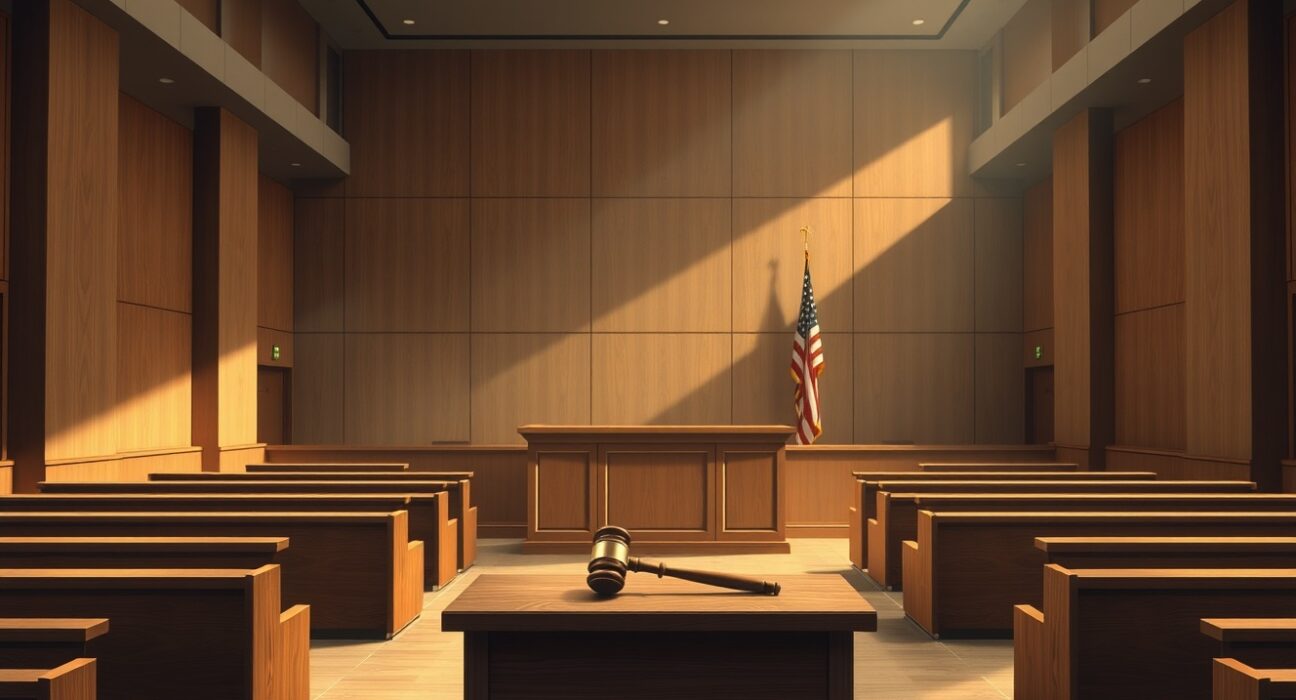 Courtroom scene representing Binance terrorism financing lawsuit dismissal in US court