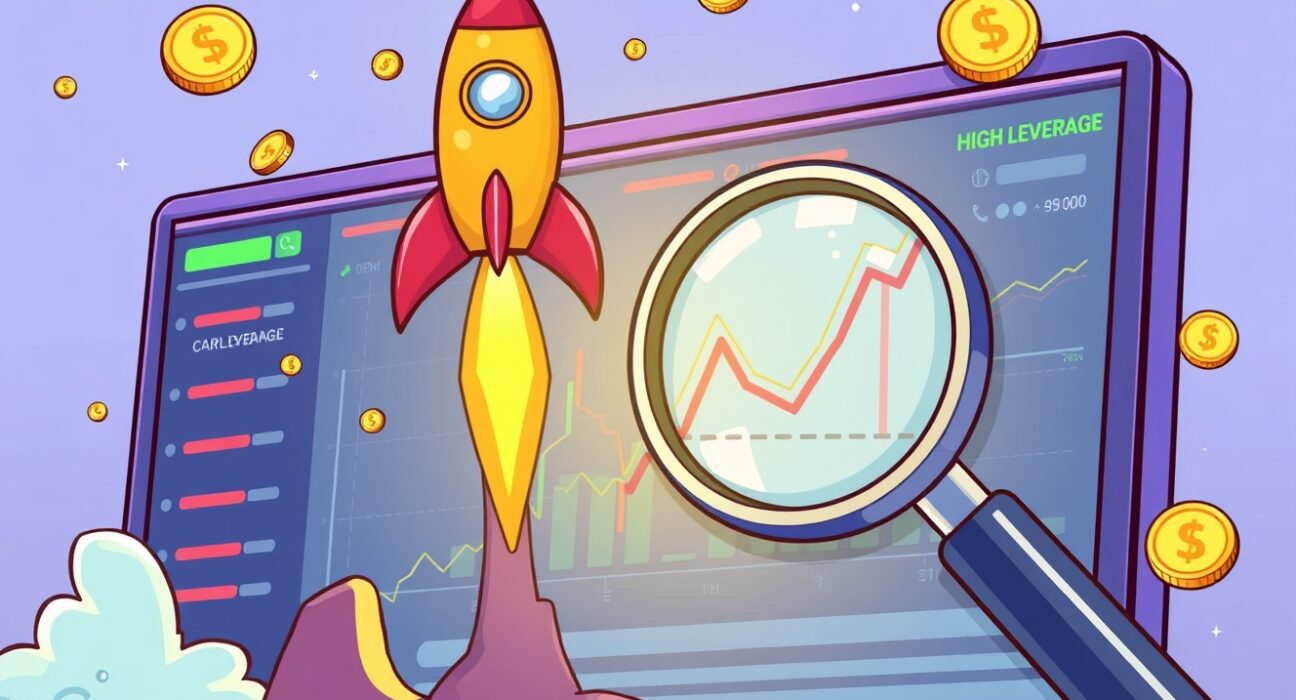 A cartoon illustration of a digital trading interface, symbolizing the launch of LIGHT perpetual futures trading on Binance.