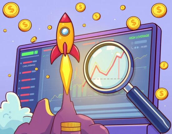 A cartoon illustration of a digital trading interface, symbolizing the launch of LIGHT perpetual futures trading on Binance.
