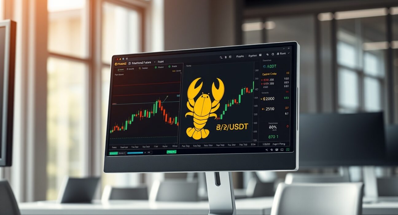 Binance trading interface showing 龙虾 lobster token perpetual futures listing on cryptocurrency exchange