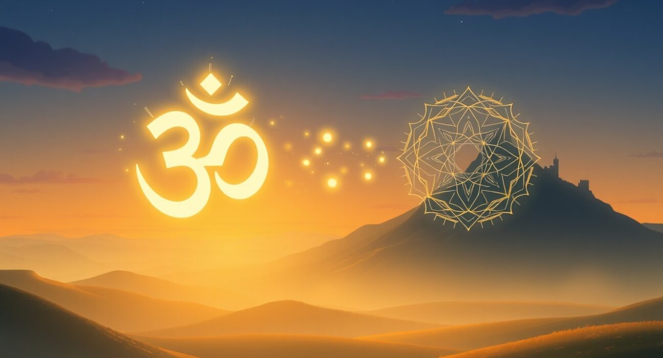 Visual metaphor for the secure OM to MANTRA token swap and rebranding process on Binance.