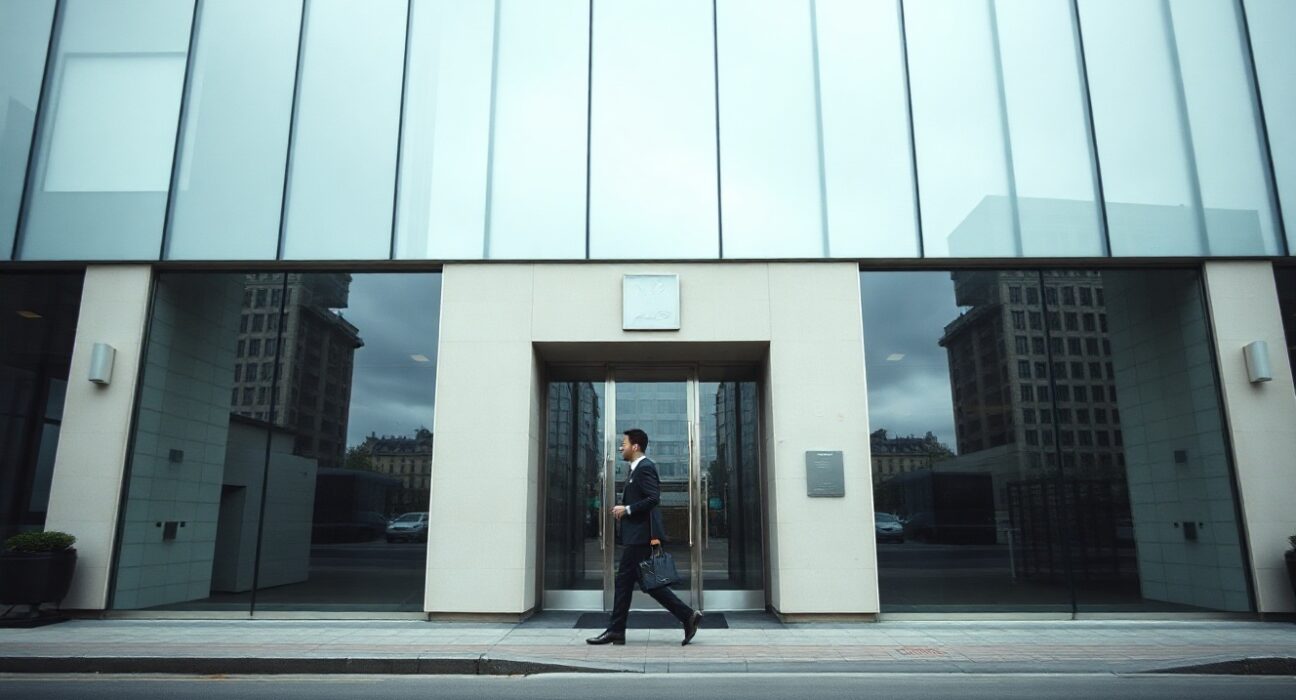 Modern office building facade in Paris representing Binance's regulatory efforts in France