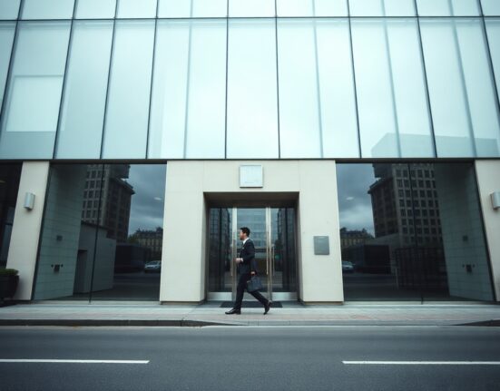 Modern office building facade in Paris representing Binance's regulatory efforts in France