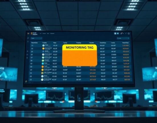Cryptocurrency exchange dashboard displaying monitoring tag warning for multiple digital tokens
