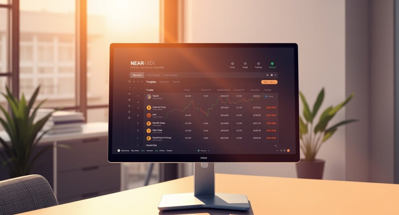 Professional cryptocurrency trading interface showing Binance margin trading pairs including NEAR/USD1