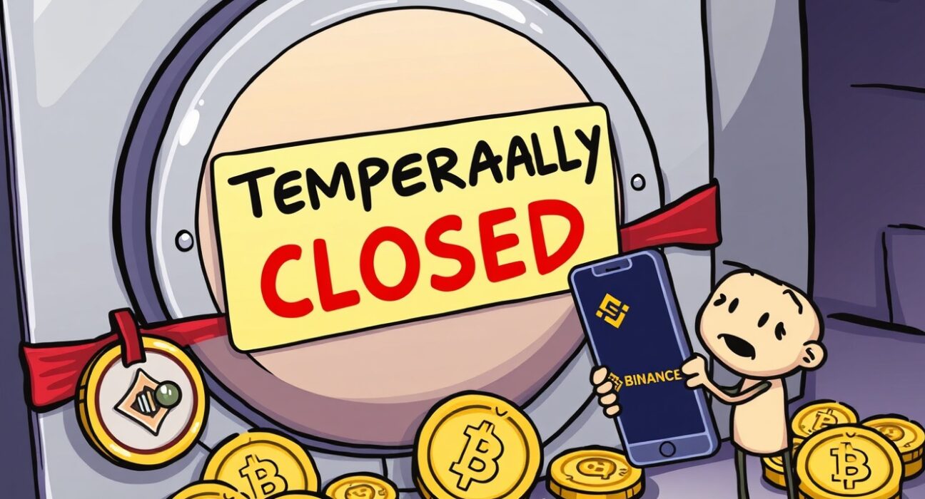 An illustration depicting the temporary Binance OM suspension of deposits and withdrawals, highlighting user impact.