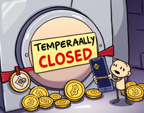 An illustration depicting the temporary Binance OM suspension of deposits and withdrawals, highlighting user impact.