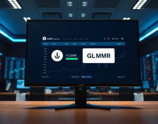 Binance exchange dashboard showing GLMR token suspension notice for network upgrade