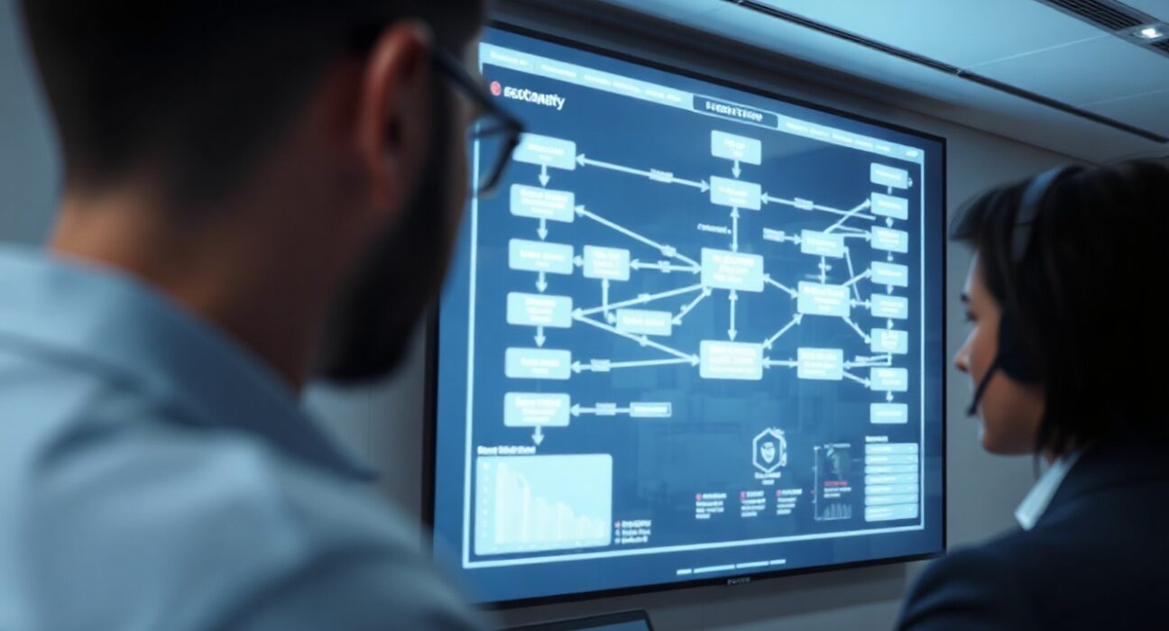 Professional view of a blockchain transaction display in a modern crypto exchange office, symbolizing digital asset recovery.