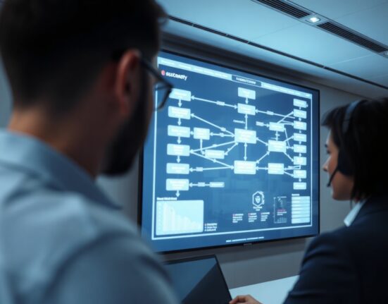 Professional view of a blockchain transaction display in a modern crypto exchange office, symbolizing digital asset recovery.