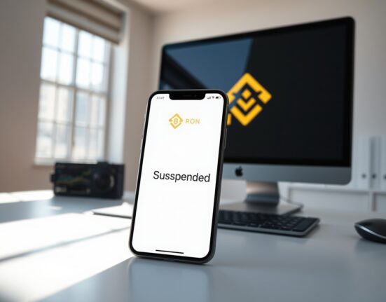 Binance RON suspension notification on smartphone with Ronin network migration context