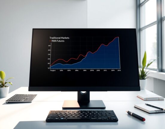 Data visualization on a trading screen showing the rapid growth of Binance RWA futures versus traditional markets.