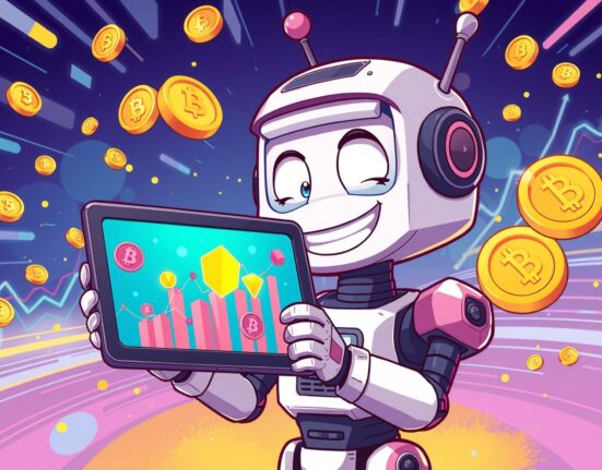 Binance spot pairs trading illustration showing digital assets exchange in vibrant cartoon style