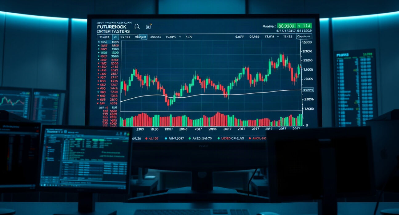 Trading screens displaying crypto charts, illustrating Binance spot and perpetual futures volume analysis