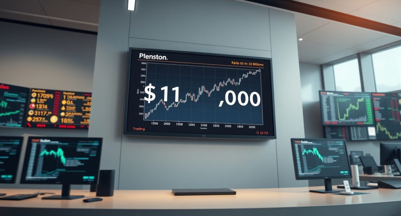 Digital trading display showing $1 billion milestone on Binance stock token platform
