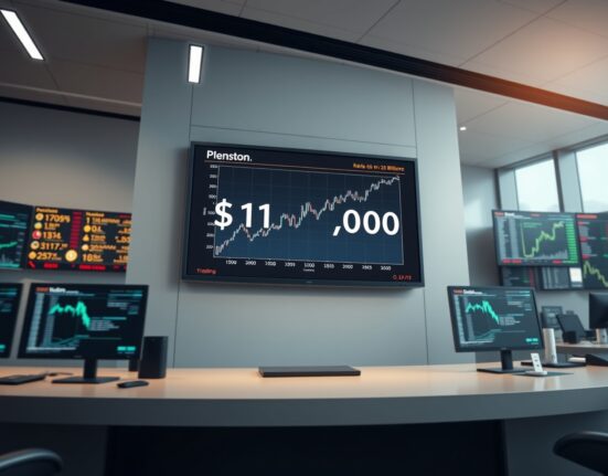 Digital trading display showing $1 billion milestone on Binance stock token platform
