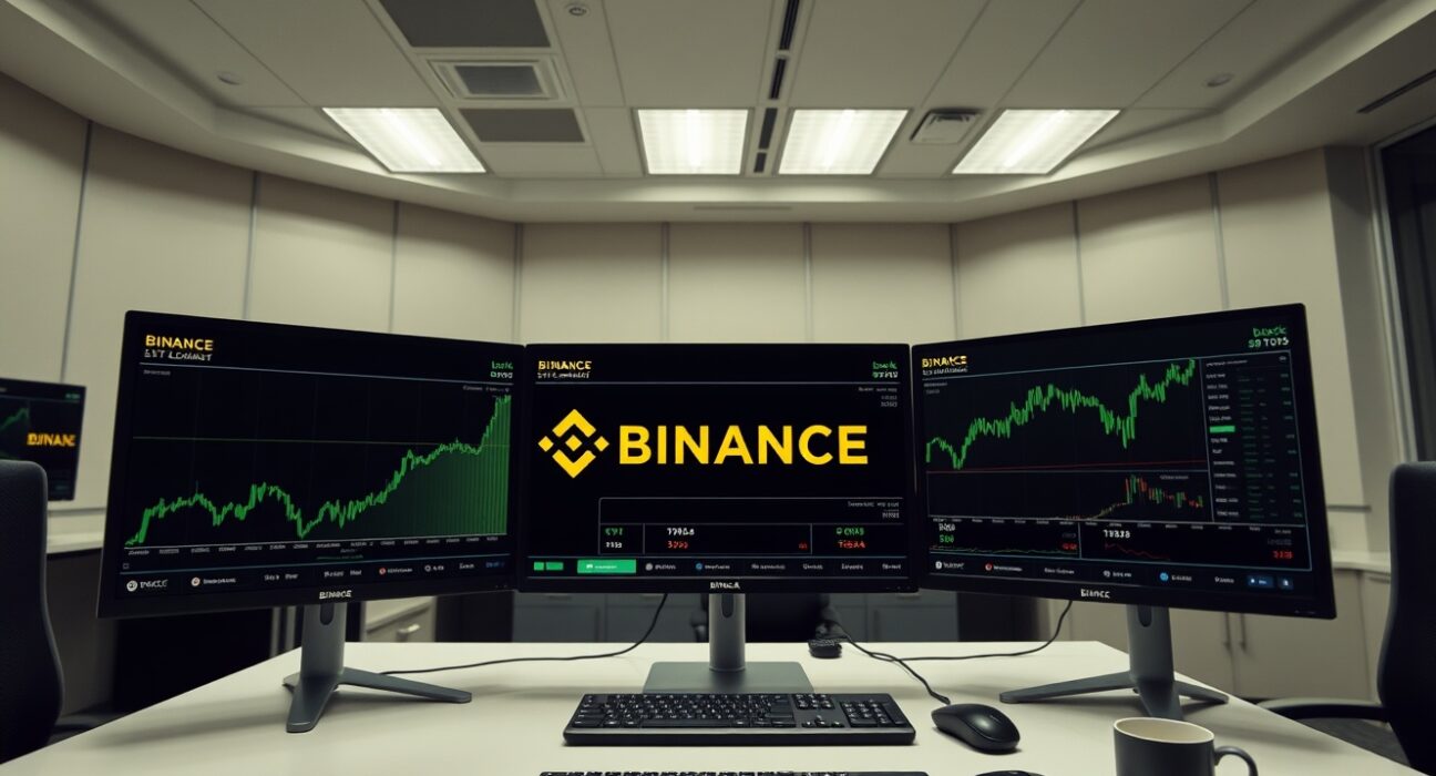 Binance trading platform showing tokenized stock charts for Nvidia and Tesla