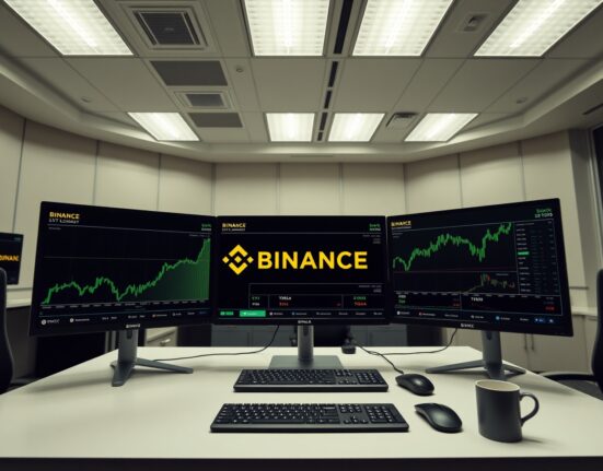 Binance trading platform showing tokenized stock charts for Nvidia and Tesla