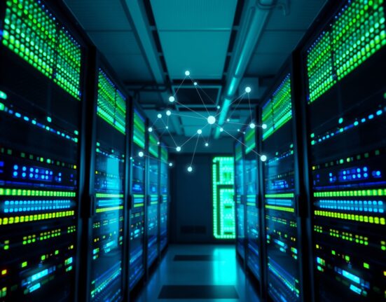 Data center servers representing blockchain network infrastructure for Base network upgrade